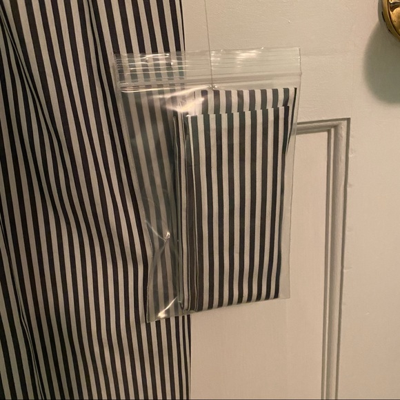 Grey and white striped button up dress with tie - Picture 9 of 10